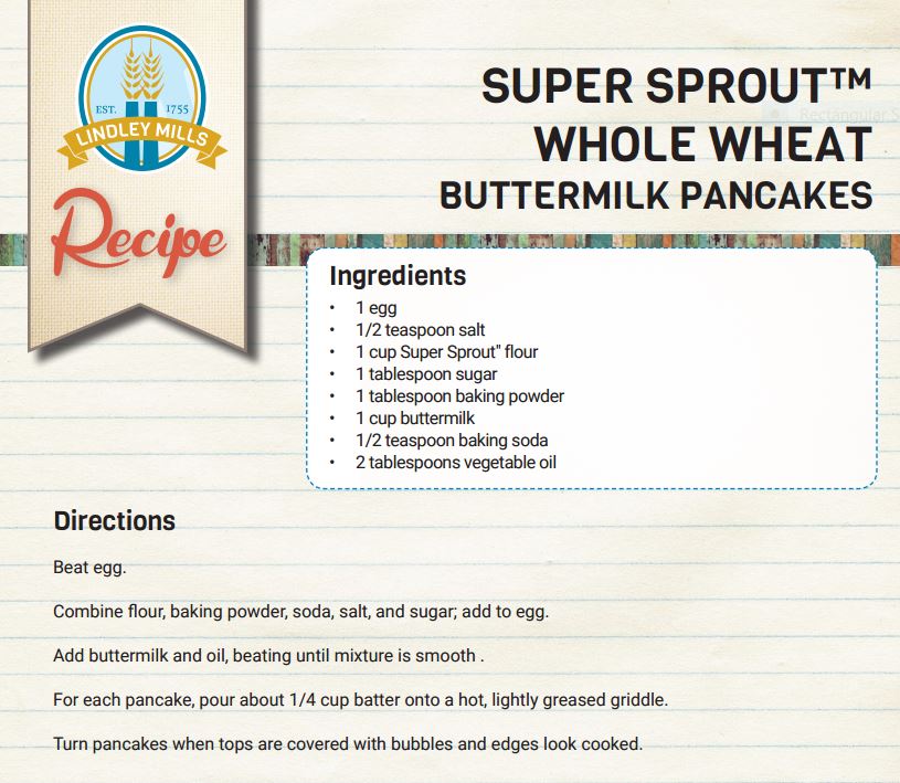 Sprouted Pancakes Recipe Card
